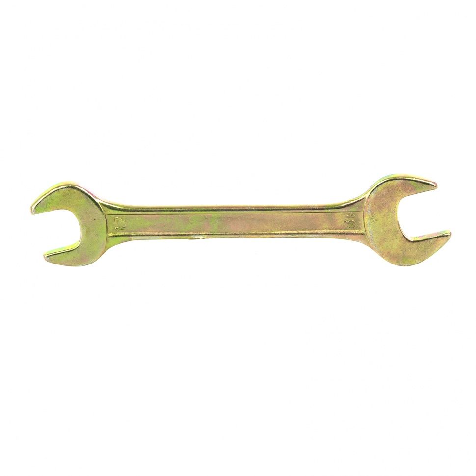 Ключ рожковый, 17 х 19 mm, желтый цинк  Сибртех 14310