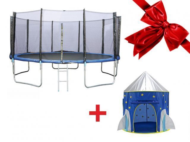 Батут с защитной сеткой и лестницей, 457.5х85 см + Домик- палатка игровая детская, Ракета  ...ARIZONE 80-150500/12