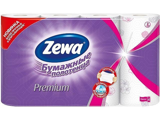 Полотенца бумажные кухонные Premium Decor 4 рул.  ZEWA 201121273