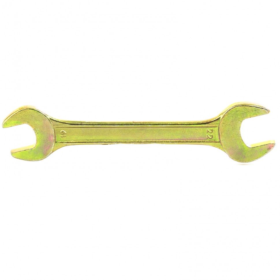 Ключ рожковый, 19 х 22 mm, желтый цинк  Сибртех 14311