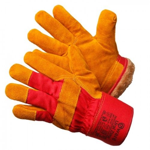 Перчатки комбинированные из спилка оранжевого цвета, утеплитель мех-мутон (р.11 (XXL))  Ural Zima   ...GWARD XY147
