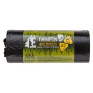 Мешки для мусора, 60 л, 50 шт, "Е-Ромашка", черные (58х68 см/ 6 мкм)  ...РОМАШКА ЕЛР60-50/20