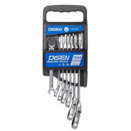 Ключи трещоточные с шарниром (8-19мм), набор 7пр.    DISEN DSD1508F