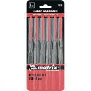 Набор надфилей, 160 х 4 mm, 6 шт., обрезиненные рукоятки  Matrix 15816