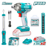 Набор аккумуляторного инструмента, 20В, 2АКБ 2,0 А/ч,   TOTAL TOSLI231004