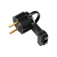 Вилка угловая с откидывающимся ушком (б/з, 6А, 250В) черная  ...BYLECTRICA В6-060ч