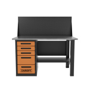 Верстак 1-тумбовый 5 ящиков с экраном оранжевый 1400*700  Garopt GT1400STY5PP.orange