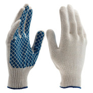 Перчатки трикотажные, ПВХ-покрытие "Шахматный облив", 10 класс ... 67713