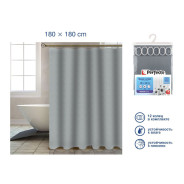 Шторка для ванной  (12 колец в комплекте), 180x180 см, Harmony, жемчужно-серый (Материал: полиэстер ...PERFECTO LINEA 36-118119