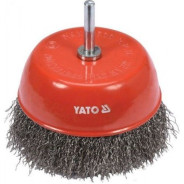 Щётка-крацовка чашечная мягкая 100мм со стержнем INOX  YATO YT-47511