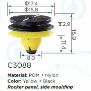 Клипса для крепления внутренней обшивки а/м  Вольво пластиковая (100шт/уп.)  ...Forsage клипса C3088(Volvo)