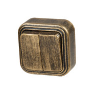 Выключатель 2 клавишный, открытый, до 6А, бронзовый, Стандарт, VA56-232-ЧБ,  ...ЮПИТЕР JP7413-02