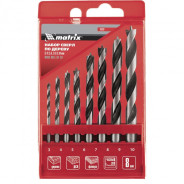 Набор сверл по дереву,3-4-5-6-7-8-9-10 мм, 8шт., цилиндр. хвостовик, пластиковый кейс  ...Matrix 70282