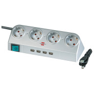 Удлинитель настольный 1.8м (4 роз., 4 USB порта) серебро  (кабель H05VV-F 3G1,5)  ...BRENNENSTUHL 1153540134