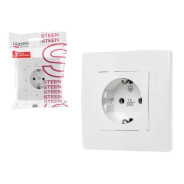 Розетка 1-ая (скрытая, с/з) белая, Steen  LEIDEN ELECTRIC 8760908060347