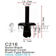 Клипса для крепления внутренней обшивки а/м Вольво пластиковая (100шт/уп.)  ...Forsage C0216(BMW/Volvo)