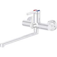 Смеситель для ванны (Lt) D35, серия Lotus белый, (На стену, Длинный поворотный L-излив) a-five ...A-five A5-0733