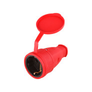 Розетка 1-ая переносная (с/з, 16А, 250В, брызг. защ.) каучук, красная  (РА16-005)  ...ЮПИТЕР JP7601-06