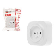 Розетка 1-ая (открытая, б/з) белая, Bailly  LEIDEN ELECTRIC 8760908060033