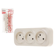 Розетка 3-ая (открытая, б/з) бежевая, Bailly  LEIDEN ELECTRIC 8760908060286