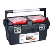 Ящик для инструмента пластмассовый 50x29,5x27см, с лотком, алюминиевая рукоятка, мет. замки,  ...TAYG 165009