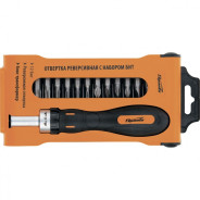 Отвертка реверсивная с набором бит, CrV, 12 шт.  Sparta 11347