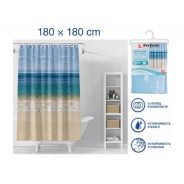 Шторка для ванной (12 колец в комплекте), 180x180 см, Secret, пляж (В комплекте - занавеска - 1 шт.,...PERFECTO LINEA 36-118106