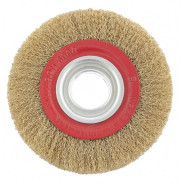 Щетка для точила, 150 мм, посадка 32 мм, плоская, латунир. витая проволока  ...Matrix 74660