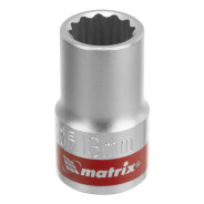 Головка торцевая, 13 mm, 12-гранная, CrV, под квадрат 1/2", хромированная  ...Matrix 13686