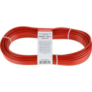 Трос стальной в ПВХ М4(3) DIN 3055 красный (моток 20 м)  STARFIX SMP-45480-20