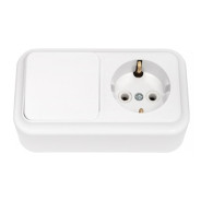 Блок белый выключатель одноклавишный + розетка с заземляющим контактом  ...BYLECTRICA В-РЦ-527