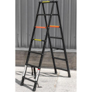 Лестница-стремянка телескопическая алюминиевая двухсекционная (2.0+2.0м,7+7ступенек, max нагрузка 15...Rock FORCE RF-UP200-2