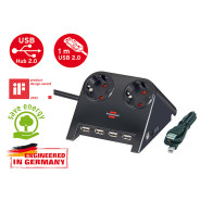 Удлинитель настольный 1.8м (2 роз., 4 USB порта, 3.3кВт, с/з, ПВС) чер. Desktop-Power-Plus  ...BRENNENSTUHL 1153500122