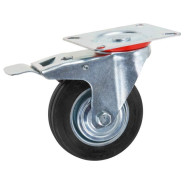 Опора колёсная d-100мм на площадке с фиксатором, резиновая  ...STARFIX SMF-49730-1