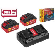 Набор аккумуляторов 2х4 А/ч и зарядное устройство 2х2 А ALL1 в кор. МЕГА АКЦИЯ (18.0 В, 2x4.0 А/ч, и...WORTEX 1329413