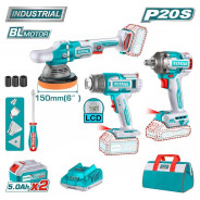 Набор аккумуляторных инструментов, 20В, 2АКБ 5,0 А/ч,   TOTAL TOSLI240863