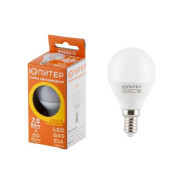 Лампа светодиодная G45 ШАР, 7.5Вт, 170-240В, E14, 3000К, 60 Вт, 560Лм, теплый белый свет  ...ЮПИТЕР JP5082-11