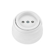 Розетка 1-ая (открытая, б/з, з/ш) белая, Ретро  BYLECTRICA РА16-0205