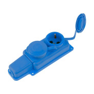 Розетка 2-ая переносная с/з, 16А, 250В, защита от брызг (синяя)  ...ЮПИТЕР JP7601-07