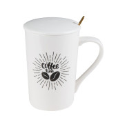 Кружка керамическая с крышкой и ложкой, 350 мл., COFFEE TIME  PERFECTO LINEA 17-350702