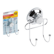 Крючок двойной настенный на вакуумной присоске, хром. сталь, FIX LOCK  ...PERFECTO LINEA 35-381240