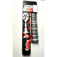 Набор инструмента (головки + трещотка  1/4") 12пр. CrV  H-D HD-14432