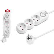 Удлинитель 3м (3 роз., 3,5кВт, с/з, выкл, ПВС 3х1,5)  LEIDEN ELECTRIC 805033