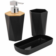 Набор для ванной комнаты 3пр. (дозатор для мыла, подставка для зубных щеток, лоток для аксессуаров) ...La and Te beaute LT-BSP-9BK