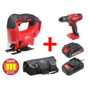 Аккумуляторный лобзик CJS 6529 в коробке ALL1 + Комплект с шуруповерт, акб, зу и сумка со скидой (18...WORTEX CJS652900029A2