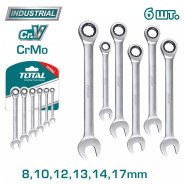 Набор ключей комбинированных с трещоткой   (6 шт)TOTAL THT102RK566