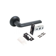Комплект ручка и защелкаАЛЛЮР АРТ "ПОЛО" BL+L45-8 BL (15150/S45) матовый черный  (20) (ком...УЗК 14669