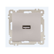 Розетка 1-ая USB (скрытая, без рамки) серебро, DARIA (USB-зарядка, 5V-2.1A)  21004480182...MUTLUSAN 21 004 480 182