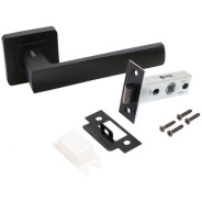 Комплект ручка и защелка АЛЛЮР АРТ "КОЛОМБО"  BL+L45-8 BL (23150/S45) матовый черный  (20)...УЗК 15200