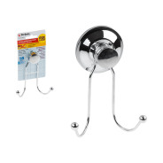 Крючок двойной настенный на вакуумной присоске, хром. сталь, FIX LOCK  ...PERFECTO LINEA 35-344720